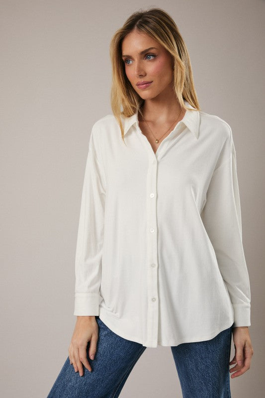 White Long Sleeve Jersey Shirt