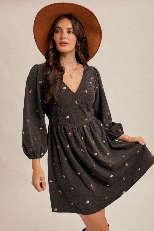 Charcoal Corduroy Dress
