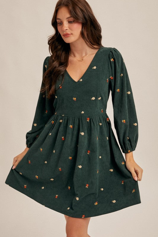 Hunter Green Corduroy Dress