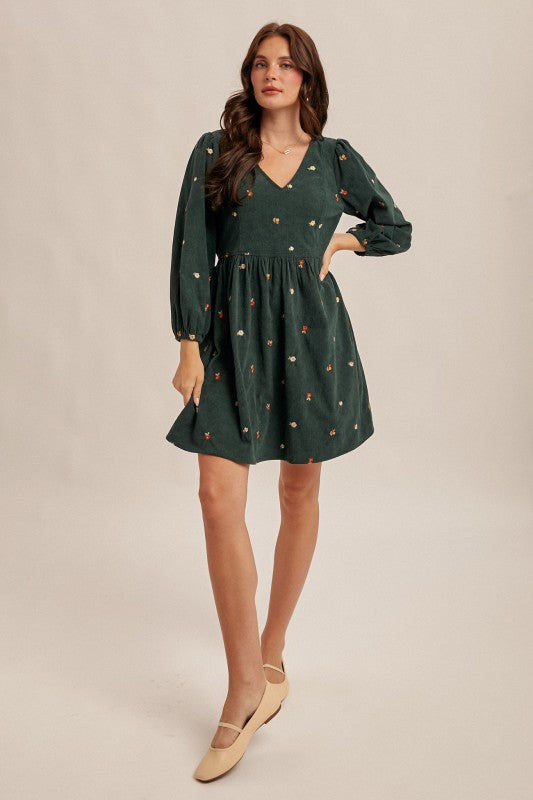 Hunter Green Corduroy Dress