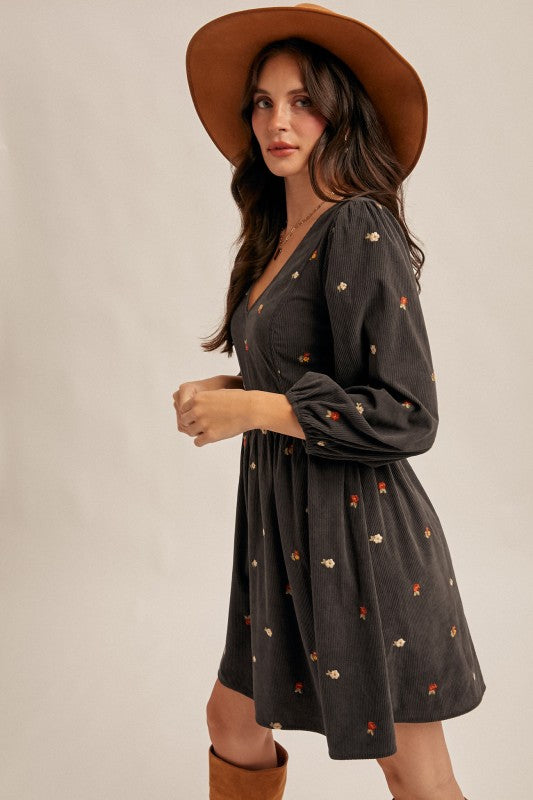 Charcoal Corduroy Dress