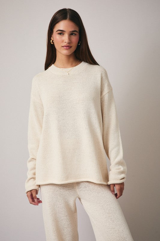 Cream Yarn Sweater Top