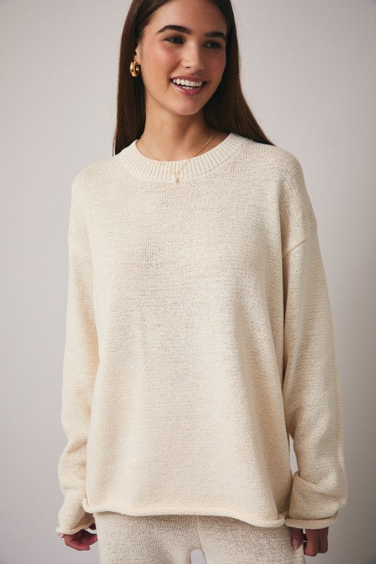 Cream Yarn Sweater Top