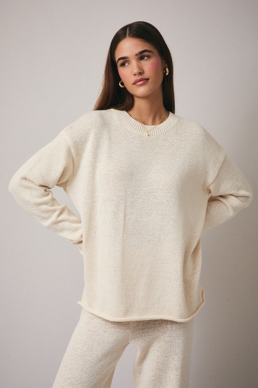 Cream Yarn Sweater Top