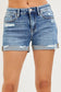 Mid Rise Risen Med Wash Shorts