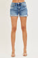 Mid Rise Risen Med Wash Shorts