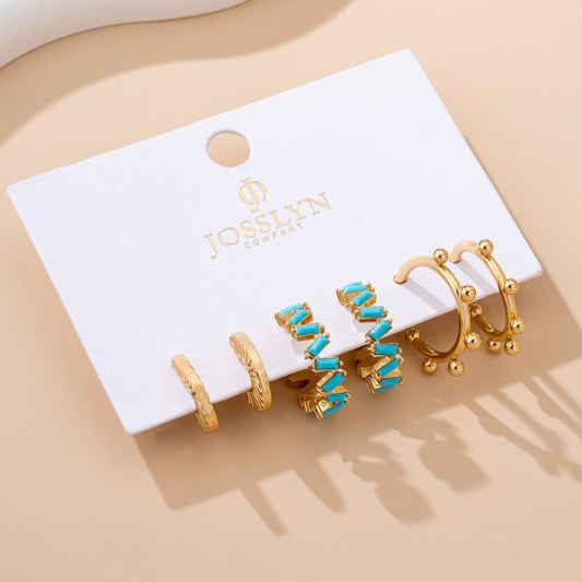 Turquoise Trio Hoop Set