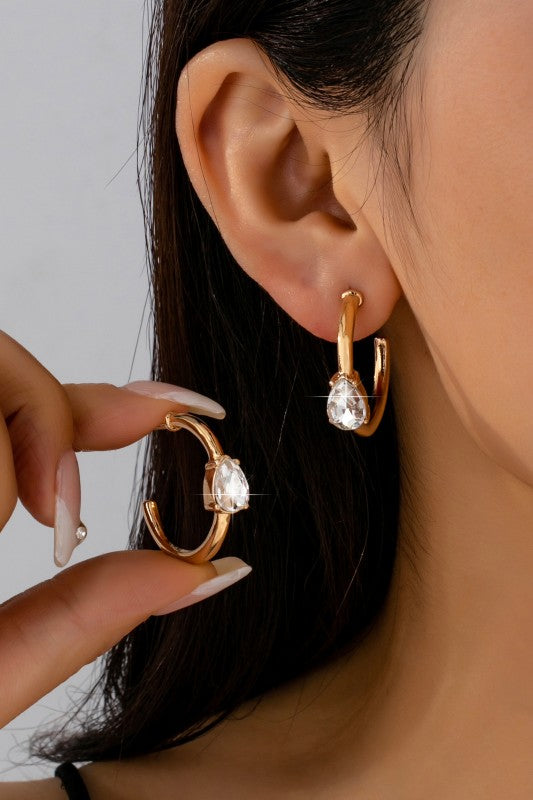Gold Tear Single Earrings