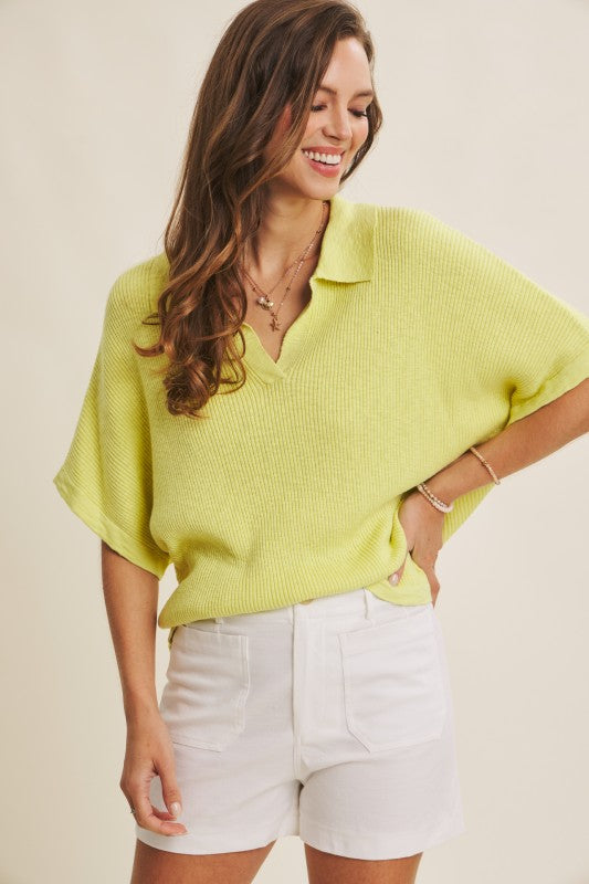 Sunny Lime Dolman Ribbed Top