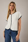 White-Navy Button Vest