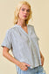 Black Stripe Shirring Top