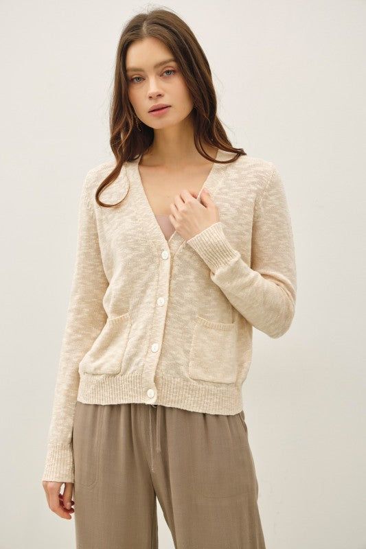 Champagne Slub Cardigan