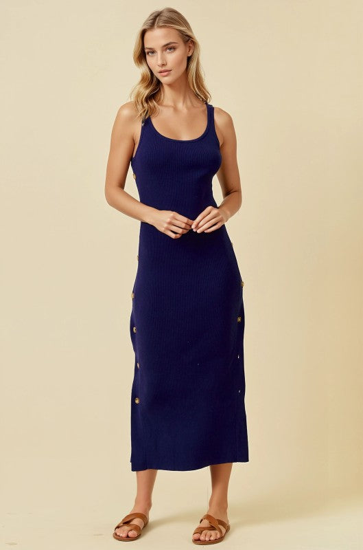 Navy Asymmetric Sweater Dress