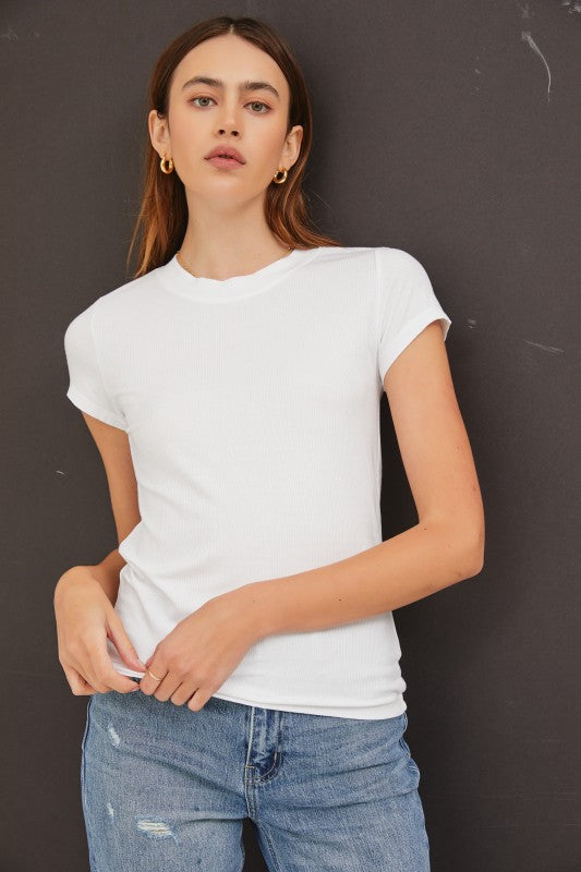 BC Off-White Ribbed Top