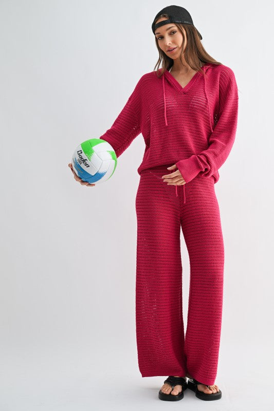 Plum Pink Breezy Crochet Pants