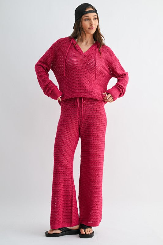 Plum Pink Breezy Crochet Pants