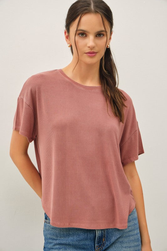 Terracotta Ribbed Tee