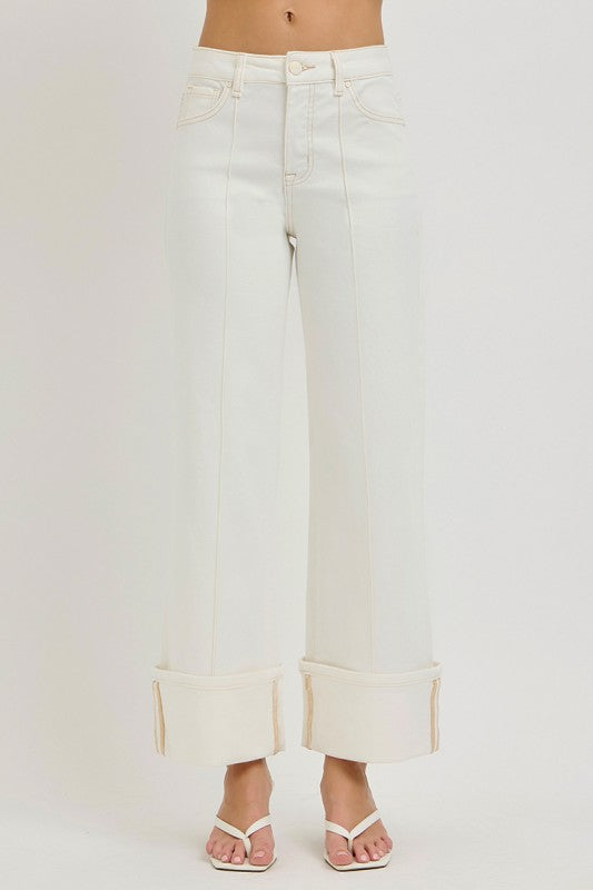 Cream Wide Cuffed Risen