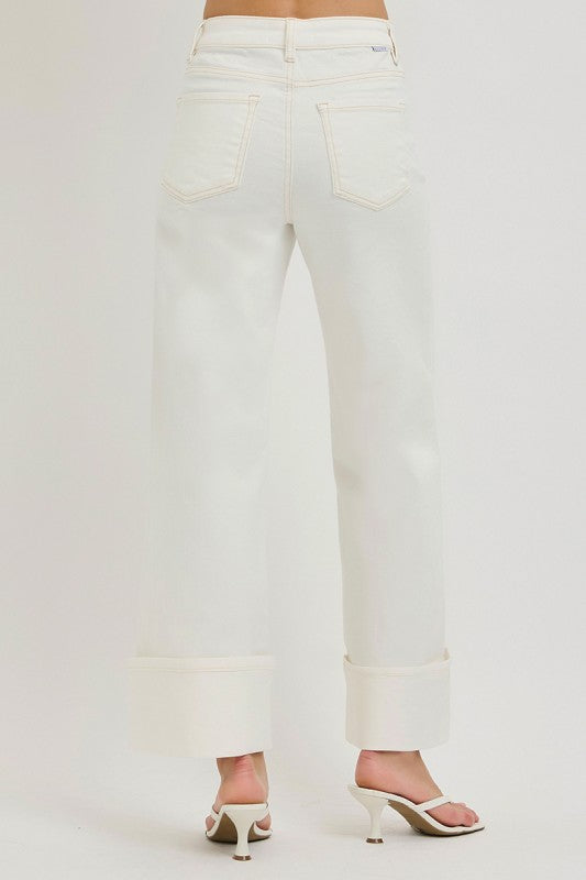 Cream Wide Cuffed Risen