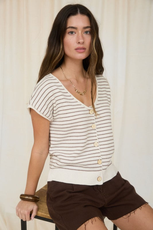 Brown/Cream Striped Cardi