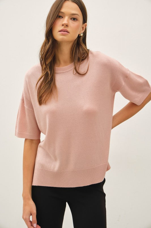 Blush Drop Shoulder Sweater