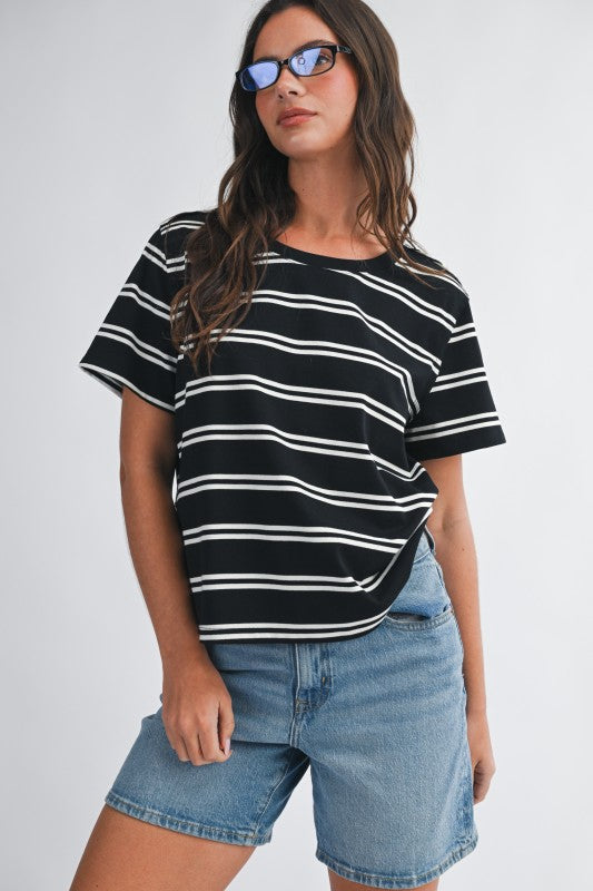 B/W Boxy Striped Tee