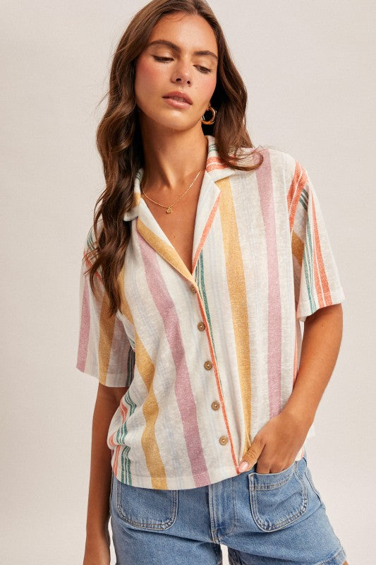 Sun's Out Striped Button Down