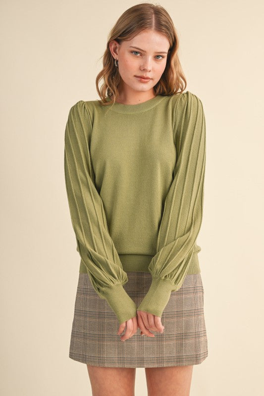 Olive Green Classic Striped Sweater