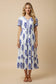 Blue Block Print Midi Dress