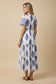Blue Block Print Midi Dress