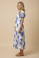 Blue Block Print Midi Dress