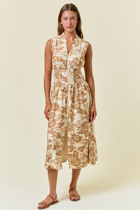 Navy Paisley Print Dress
