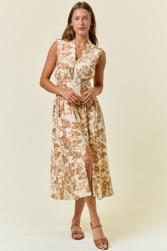 Navy Paisley Print Dress