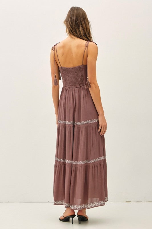 Brown Embroidered Dress