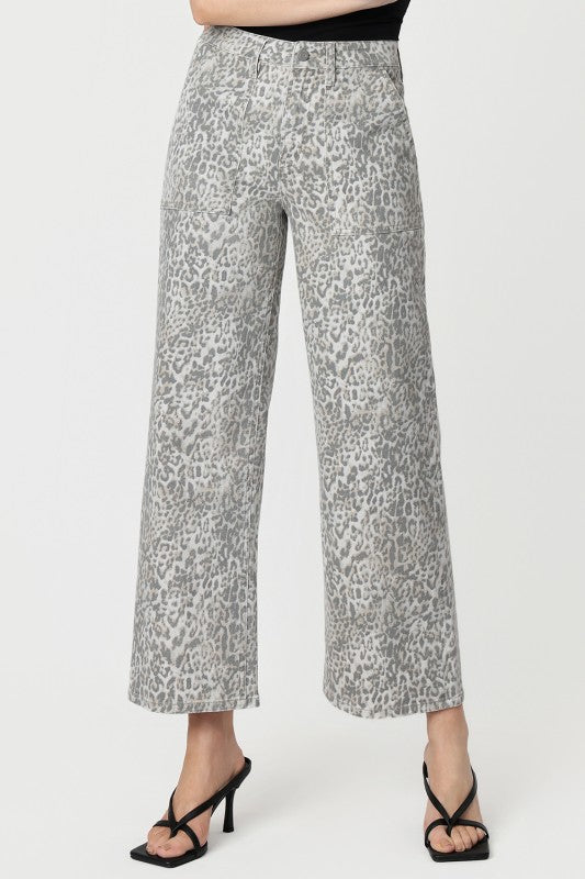 Soft Leopard Print Baggy Denim