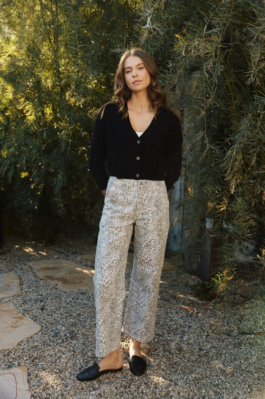 Soft Leopard Print Baggy Denim