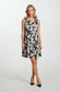 Black/Ivory Floral Surplice Dress