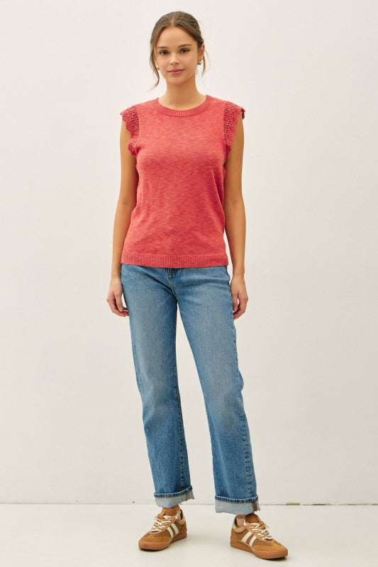 Poppy Crochet Ruffle Cap Sleeve