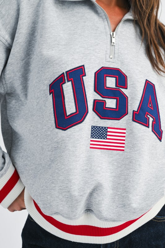 USA Half Zip Sweatshirt