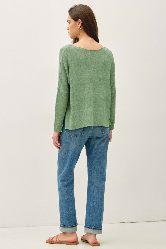 Jade Boat Neck Boxy Sweater Top