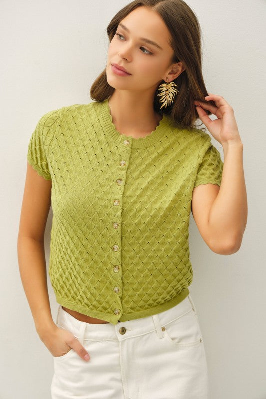 Matcha Pointelle Cardigan