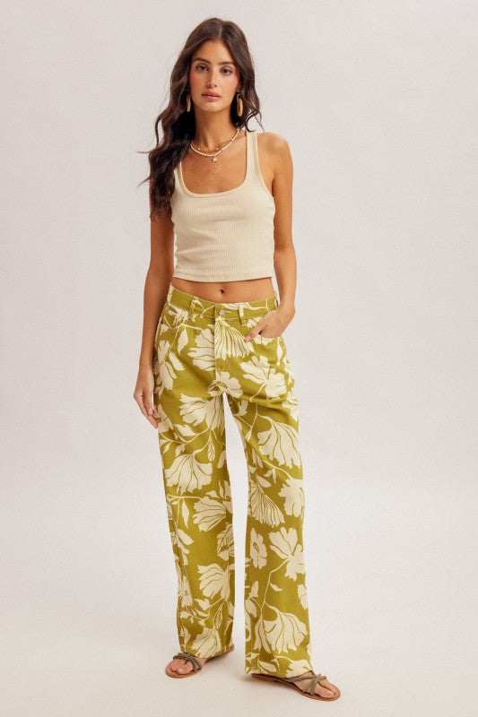 Matcha Floral Print Pants