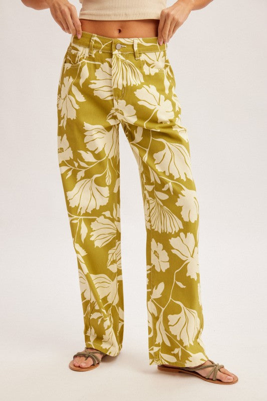 Matcha Floral Print Pants