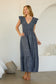 Flutter Sleeve Chambray Dress