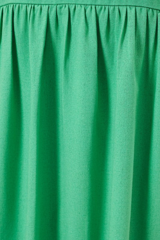 Green Babydoll Linen Dress