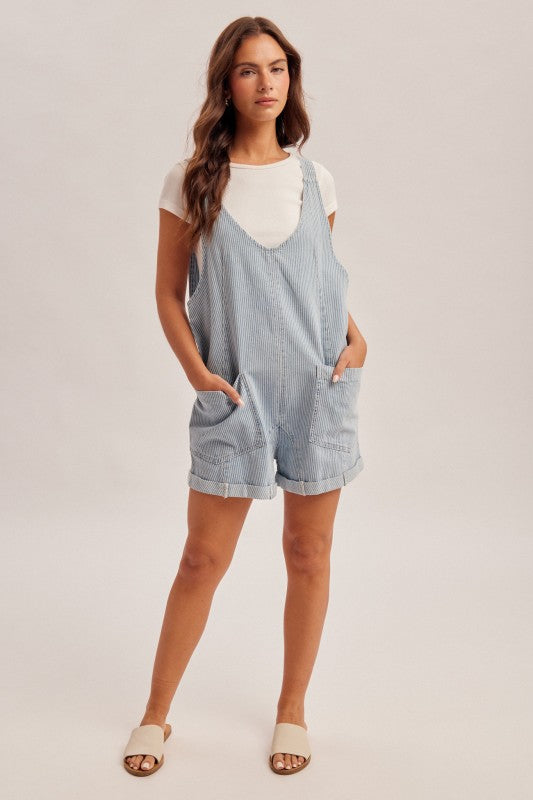 Railroad Striped Shortalls