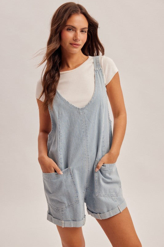 Railroad Striped Shortalls