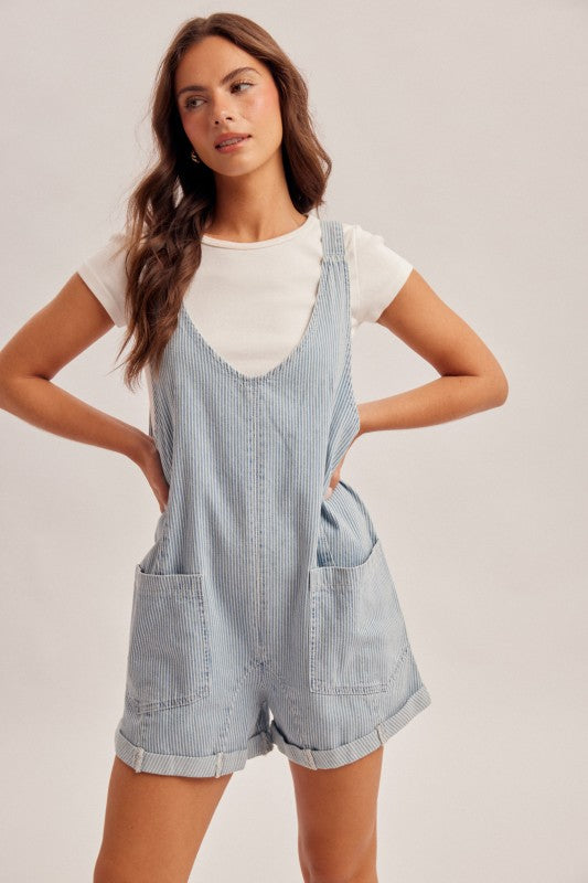 Railroad Striped Shortalls