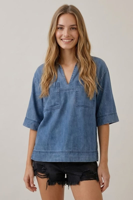 Dk Denim Patch Pocket Top