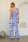 Cobalt-White Border Print Jumpsuit